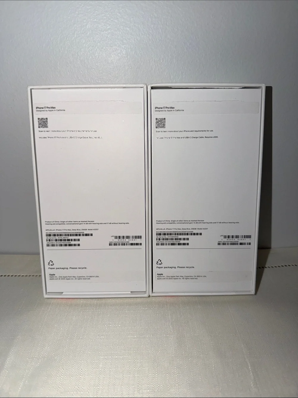 Apple iPhone 17 ProMax Boxes x 2 New Empty Boxes